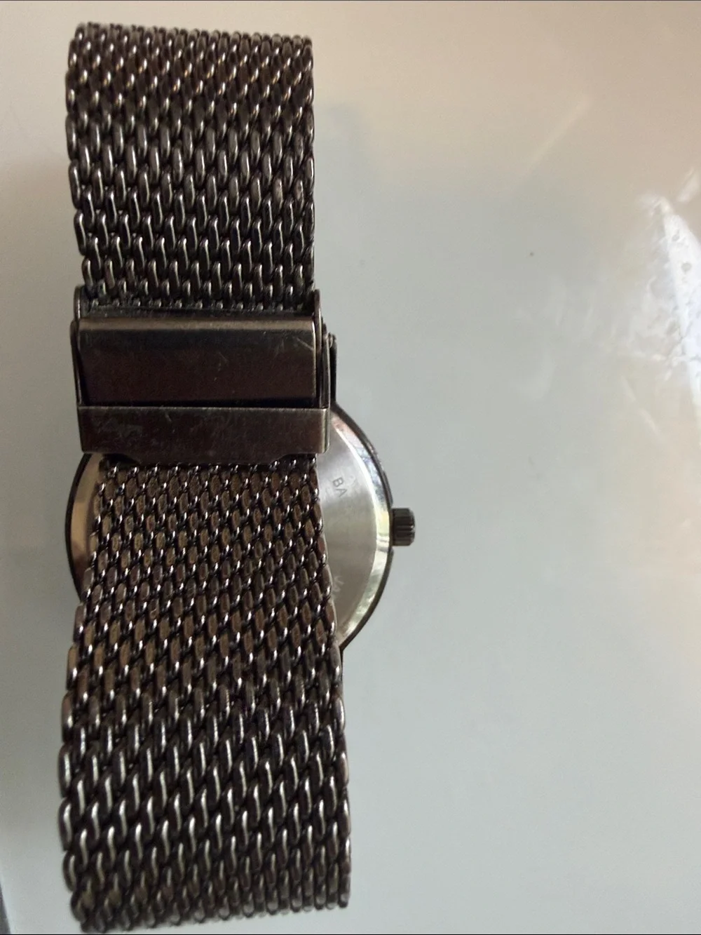 Geneva Men's Gunmetal Mesh Strap Watch with Black Dial